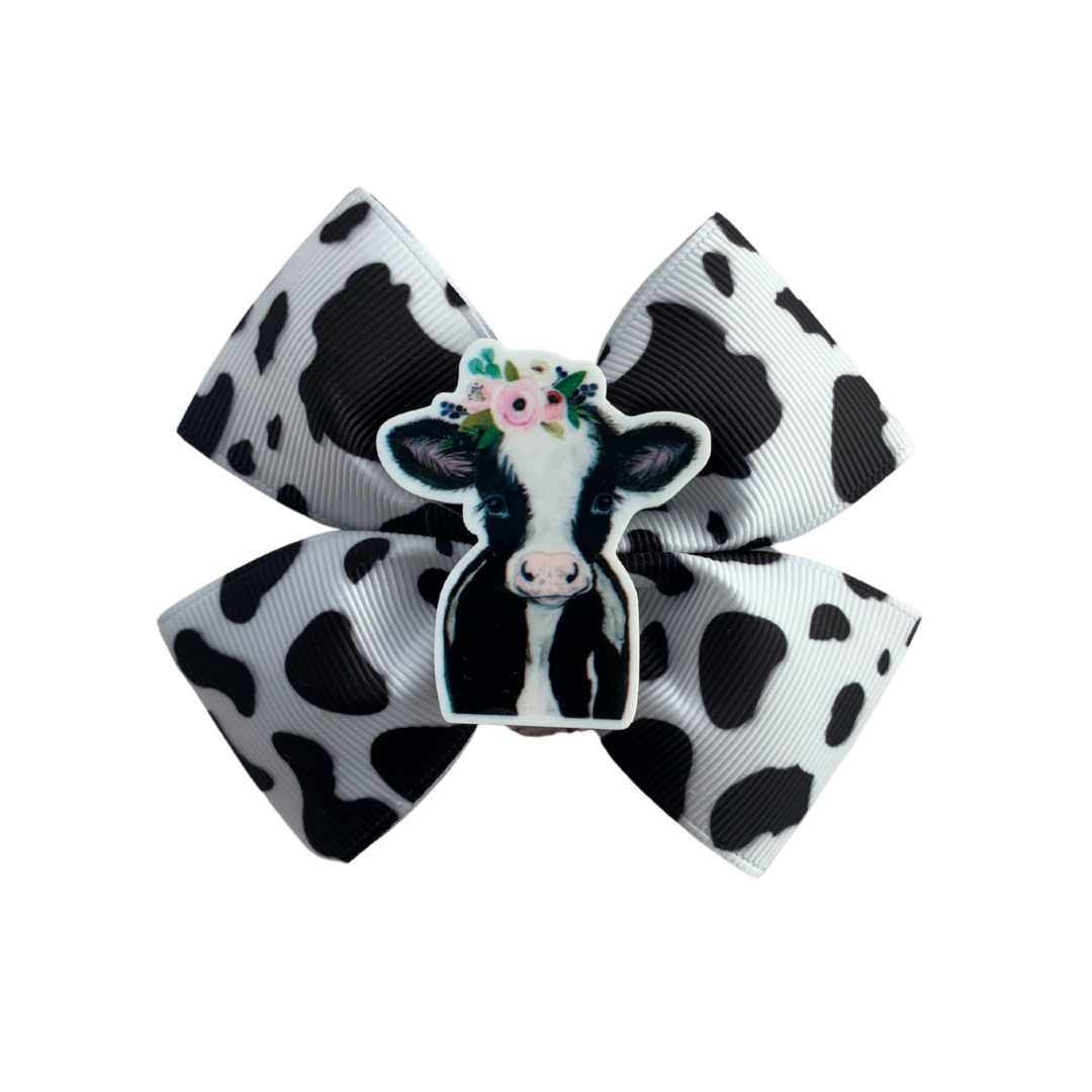 Cow Print Hair Bow, Flower Cow Hair Bow, Hair Bow, Hair Accessories, Hair Bows for Toddlers, Hair Bows For Girls