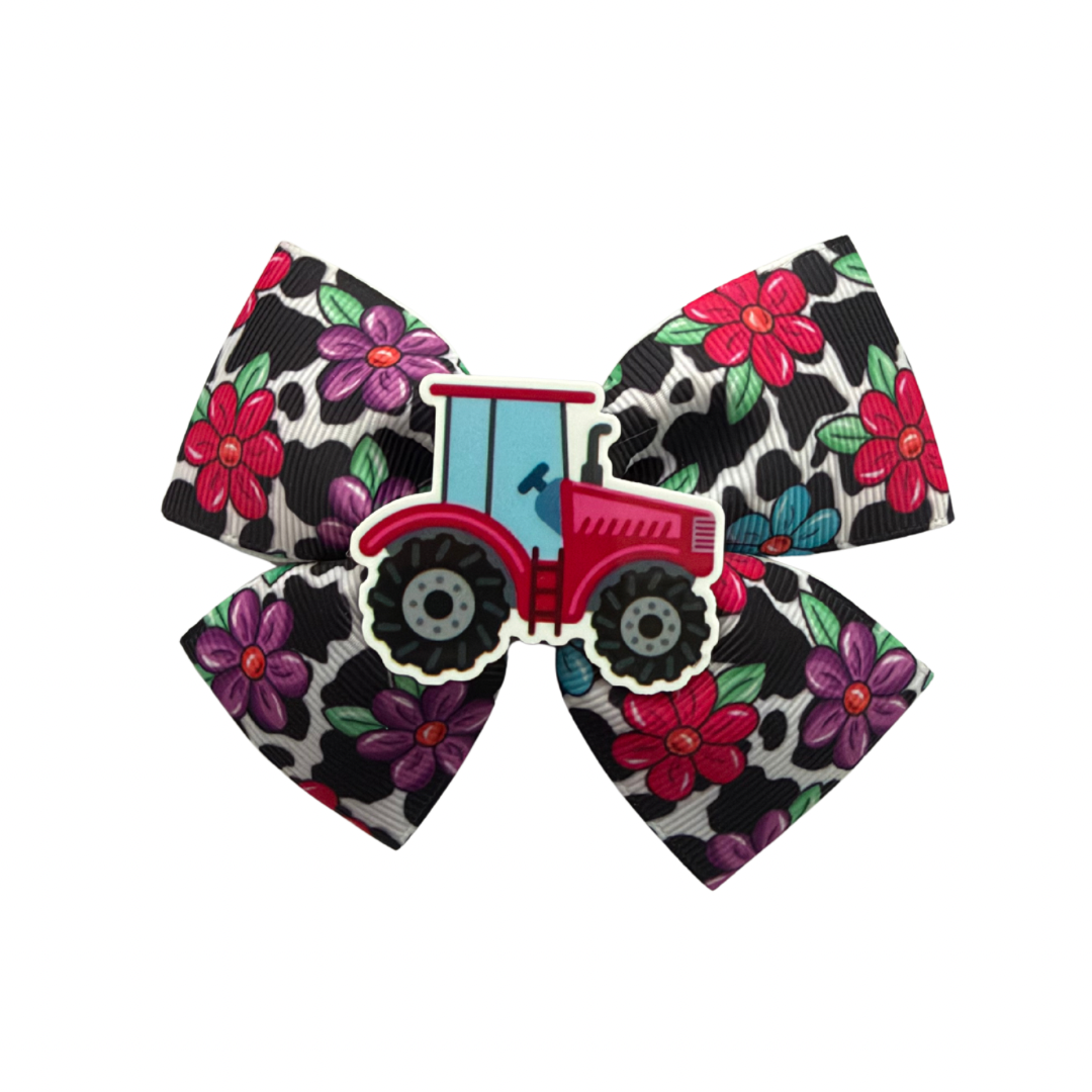 Flower Tractor Hair Bow