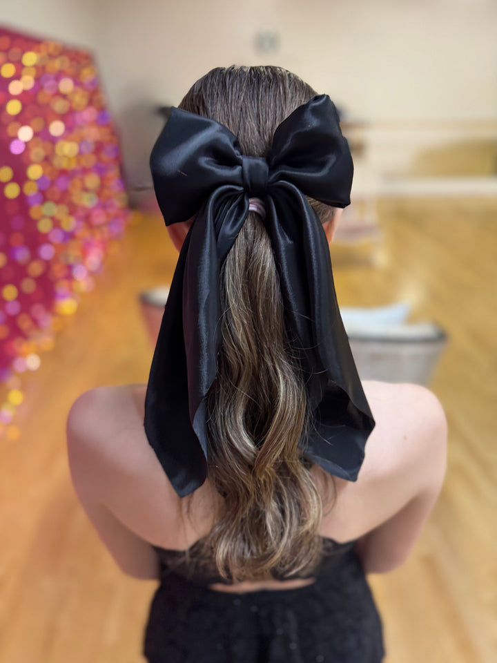 Black Satin Longtail Coquette Bow