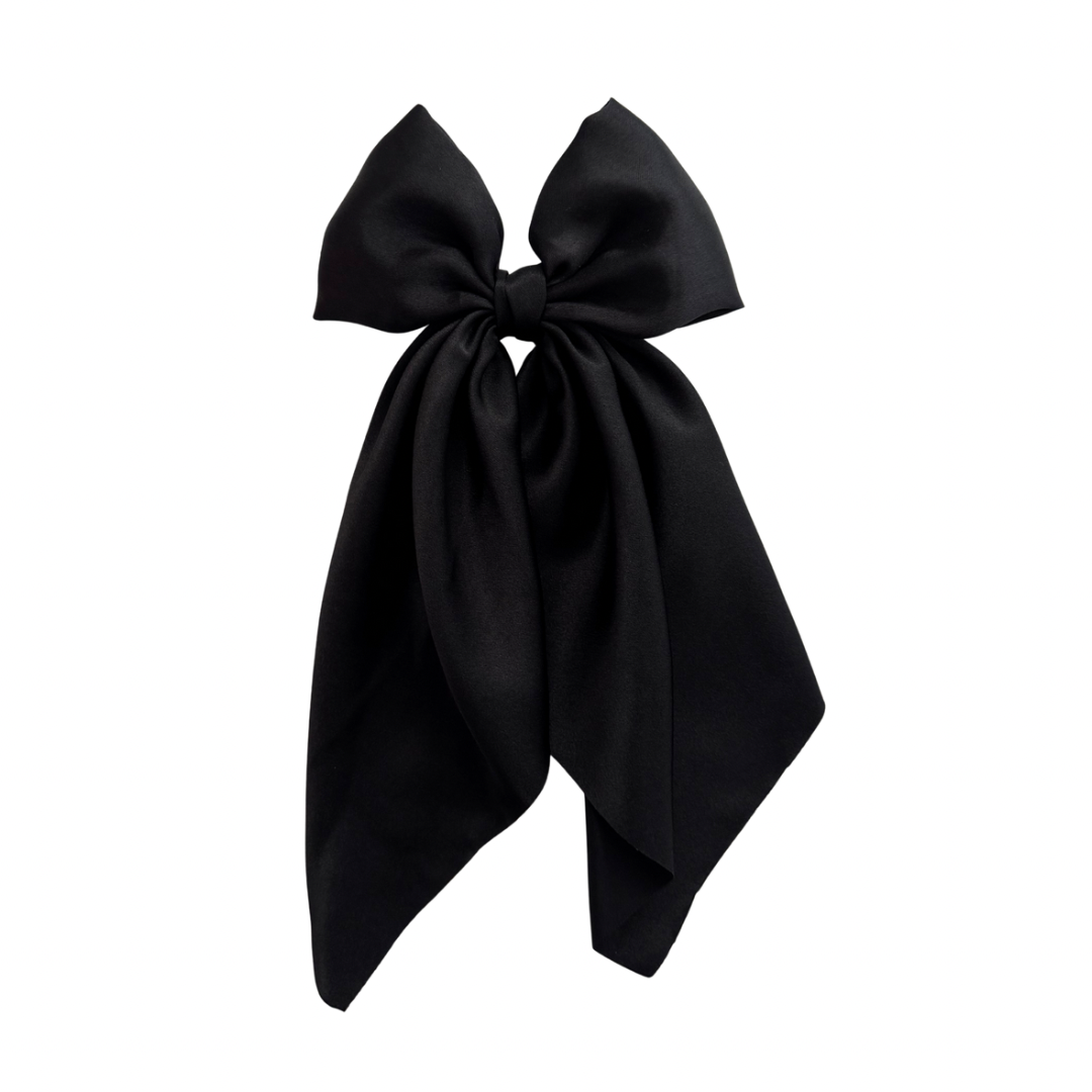 Black Satin Longtail Coquette Bow