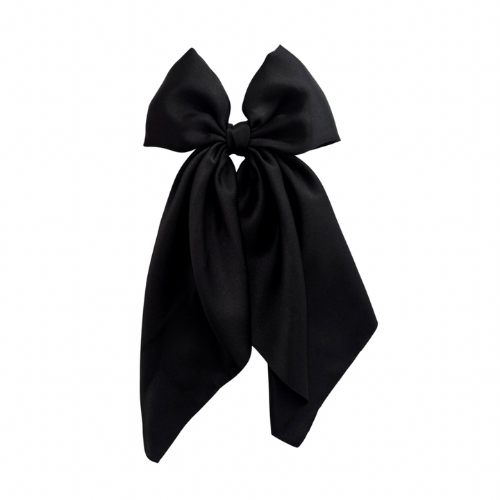 Black Satin Longtail Coquette Bow