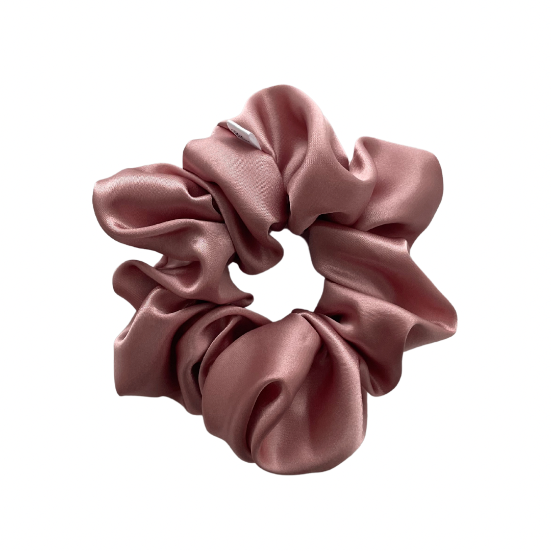 Dusty Pink XL Satin Scrunchie on white Background