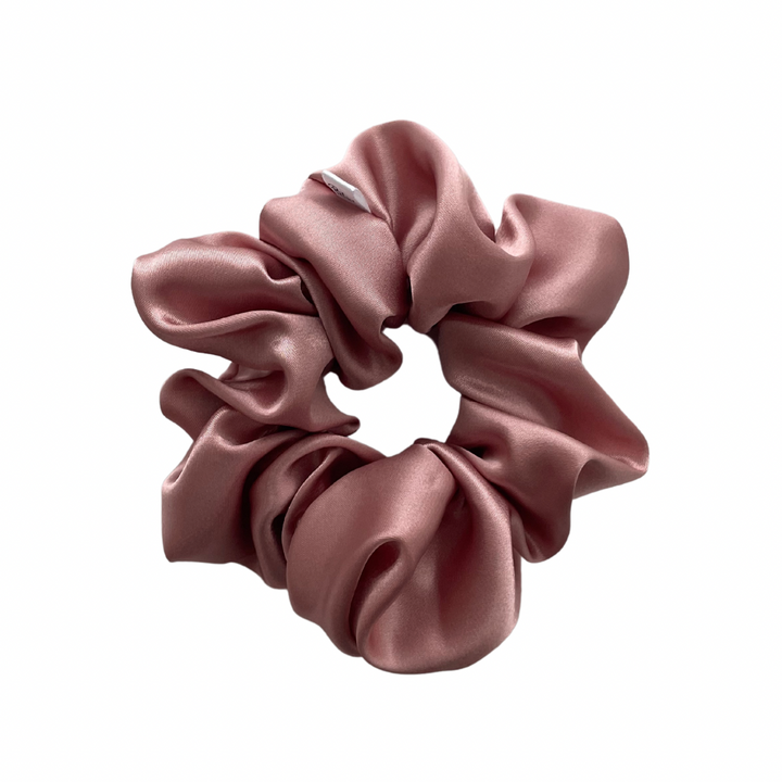 Dusty Pink XL Satin Scrunchie on white Background