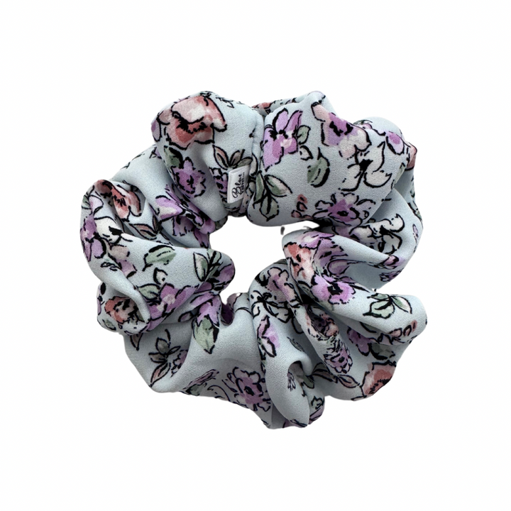 Floral Scrunchie, XL Scrunchie, Blue Floral