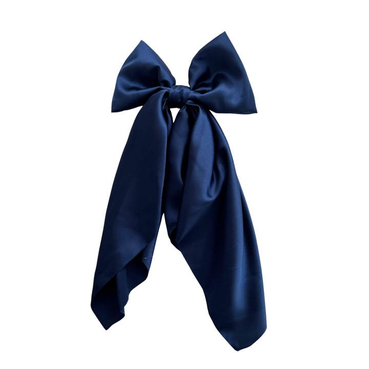 Navy Blue Satin Hair Bow