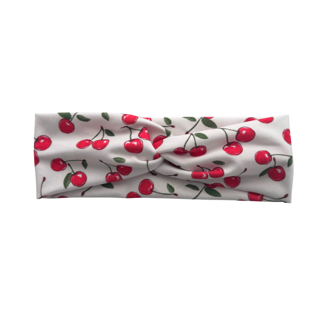 Cherry Print Twist Headband