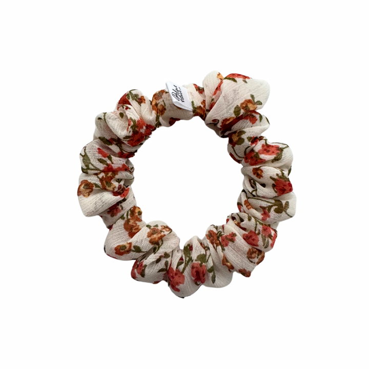 Floral Scrunchie, Skinny Scrunchie, Peach Flower