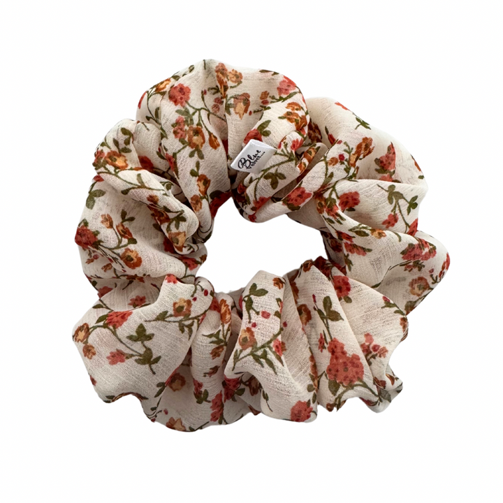 Floral Scrunchie, Peach Floral Scrunchie, XL Scrunchie