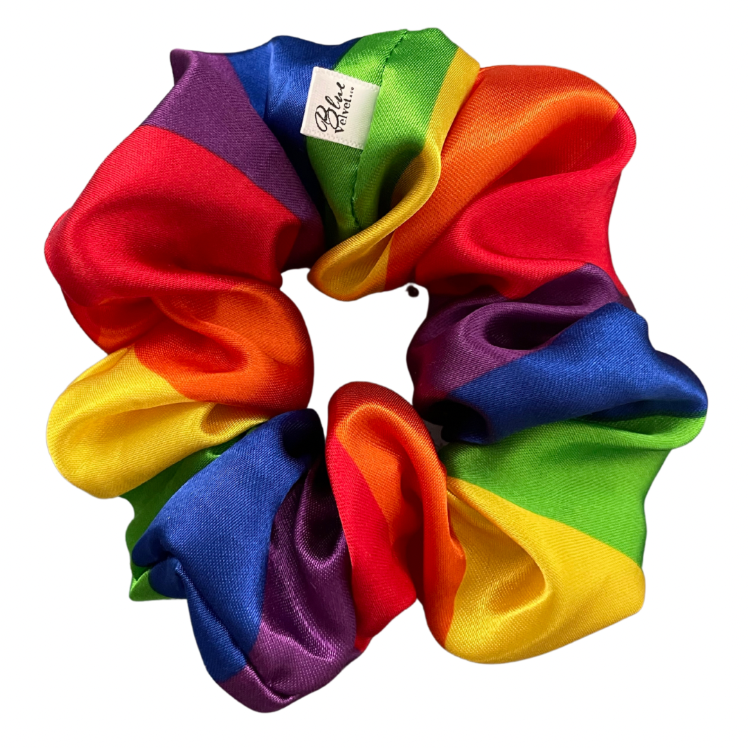 Rainbow XL Satin Scrunchie On white background
