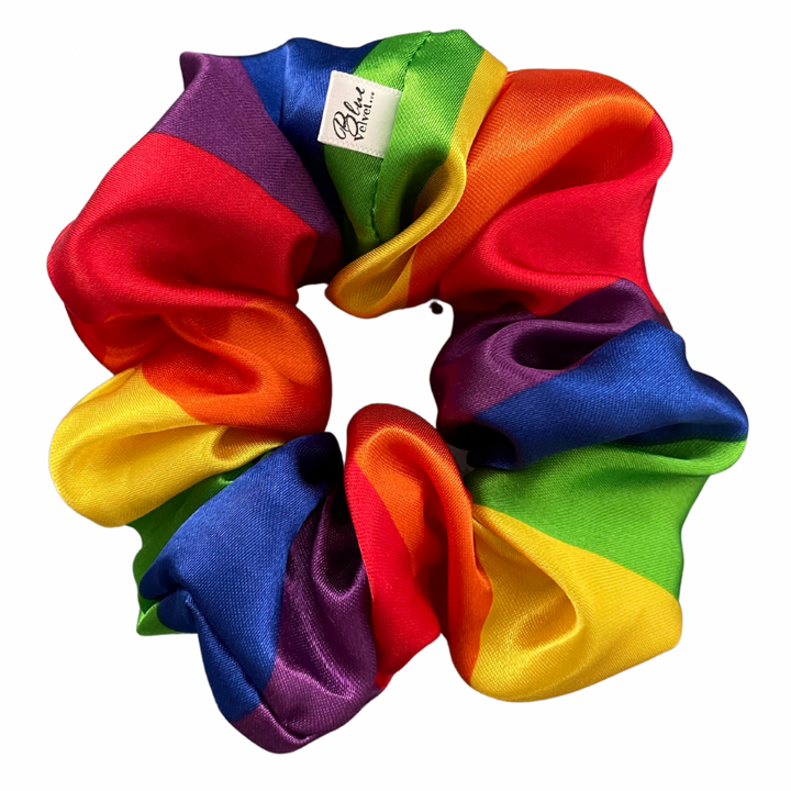 Rainbow XL Satin Scrunchie On white background