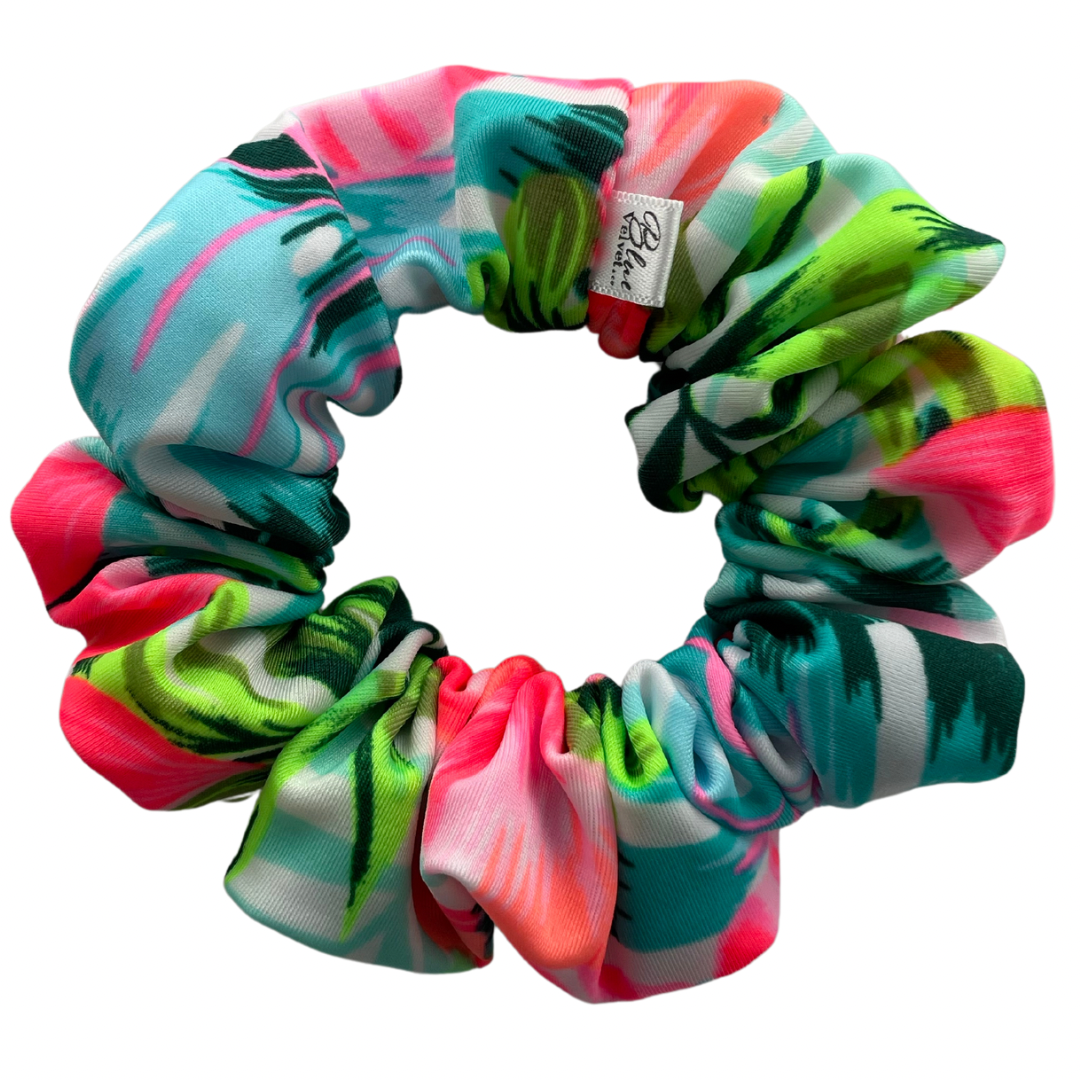 Swim Scrunchie, Bright Hawaiian Flower Scrunchie, Hair Accessory