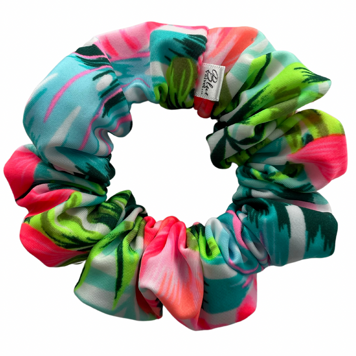 Swim Scrunchie, Bright Hawaiian Flower Scrunchie, Hair Accessory