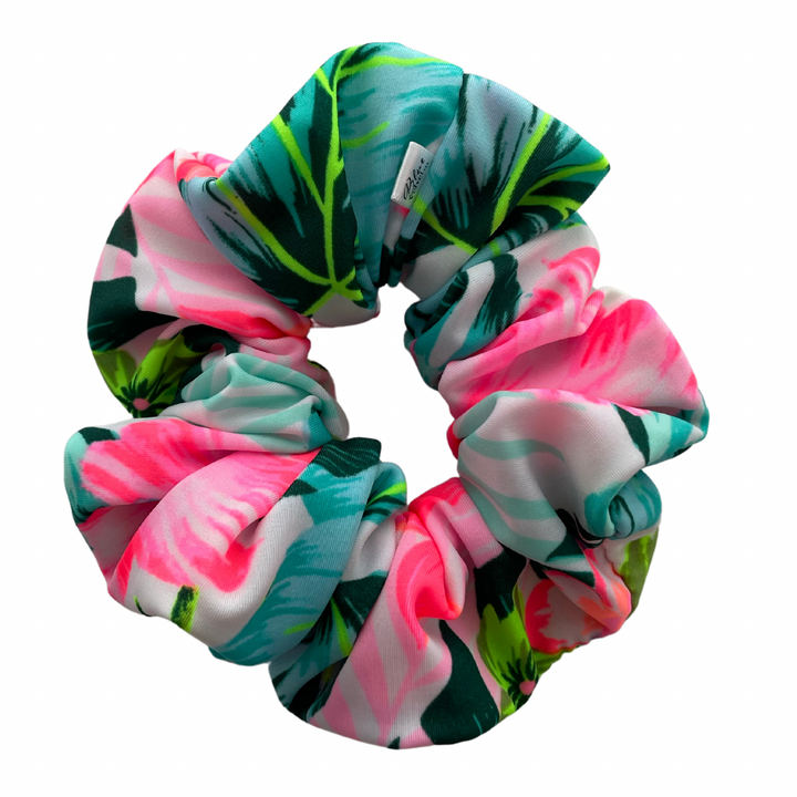Swim Scrunchie, Bright Hawaiian Flower Scrunchie, Hair Accessory