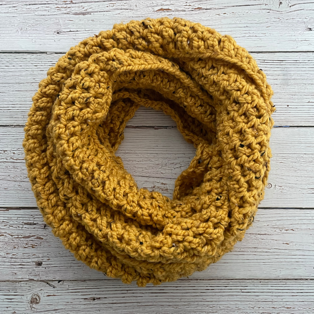 Mustard Tweed Infinity Scarf