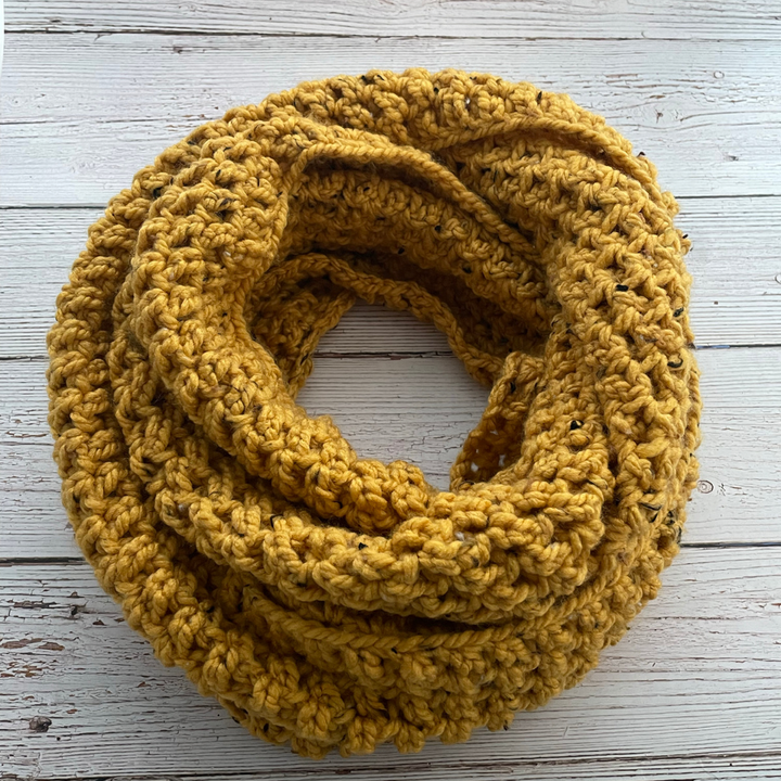 Mustard Tweed Infinity Scarf